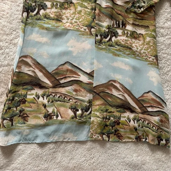 RARE Reformation Dietrich Landscape Mountains Blue Midi Slip Dress sz 2
